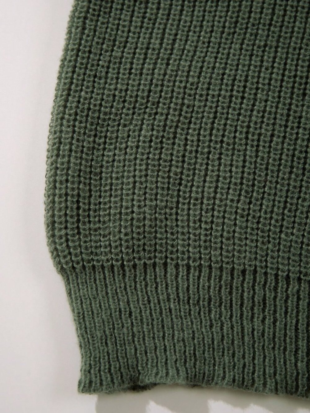 Olive Green Casual Men's Loose Fit Round Neck Long Sleeve Pullover Sweater - Picture 7 of 11